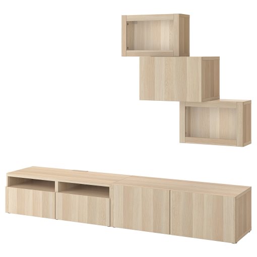 BESTÅ, TV storage combination/glass doors/drawers soft closing, 240x42x190 cm, 594.113.25