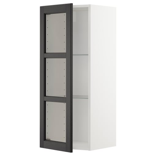METOD, ντουλάπι τοίχου με ράφια/γυάλ πόρτα, 594.591.38