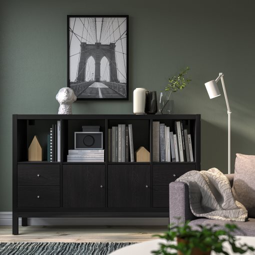 KALLAX, shelving unit with underframe with 2 doors/4 drawers, 147x94 cm, 595.529.14