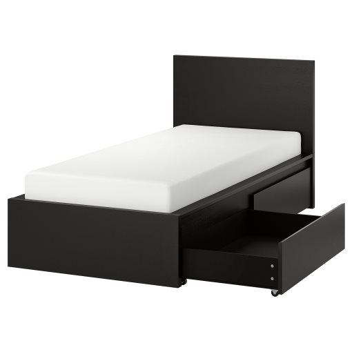 MALM, bed frame/high with 2 storage boxes, 90X200 cm, 690.115.05