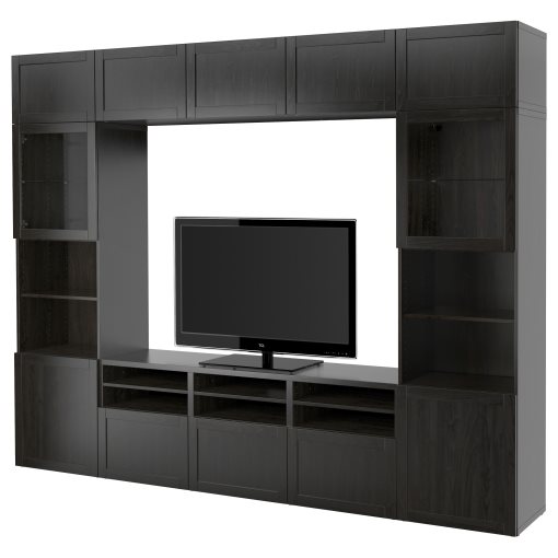BESTÅ, σύνθεση αποθήκευσης TV/γυάλινες πόρτες/συρτάρια με μαλακό κλείσιμο, 300x42x231 cm, 694.112.40