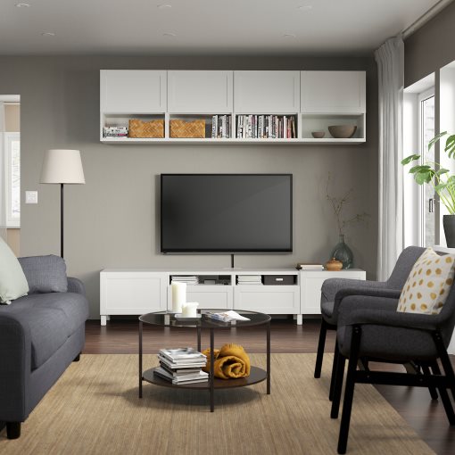 BESTÅ, TV storage combination/doors/drawers push open, 240x42x230 cm, 694.119.52