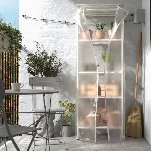 JOSTEIN, shelving unit with cover/in/outdoor/wire, 61x41x180 cm, 694.372.16