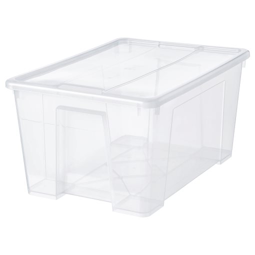 SAMLA, box with lid, 57x39x28 cm/45 l, 694.407.61