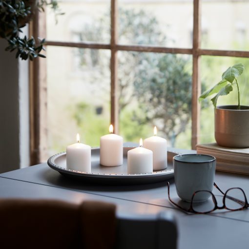 HEMSJÖ, unscented block candle, 4 pack, 701.242.62