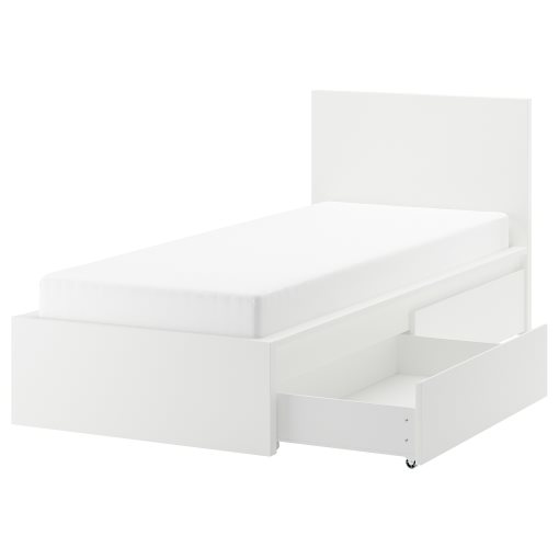 MALM, bed frame/high with 2 storage boxes, 90X200 cm, 790.129.91