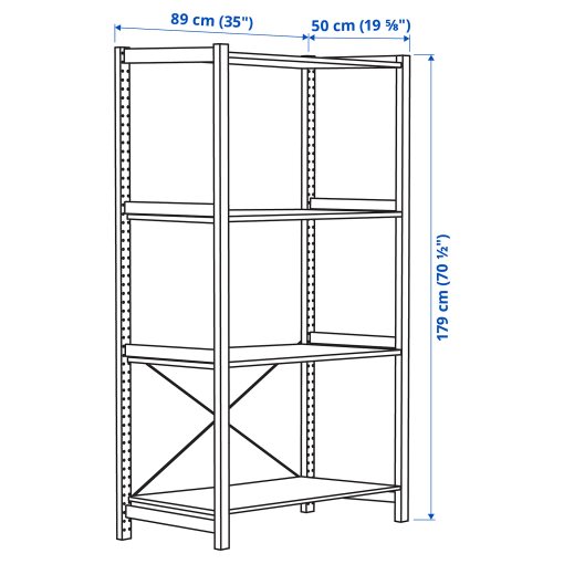 IVAR, 1 section/shelves, 89x50x179 cm, 794.070.54