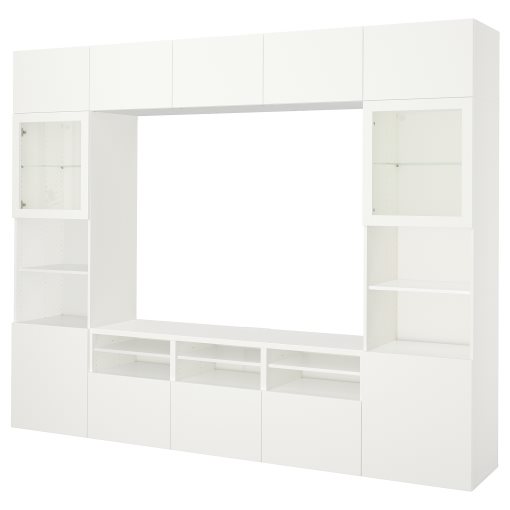 BESTÅ, σύνθεση αποθήκευσης TV/γυάλινες πόρτες/συρτάρια με μαλακό κλείσιμο, 300x42x231 cm, 794.110.13