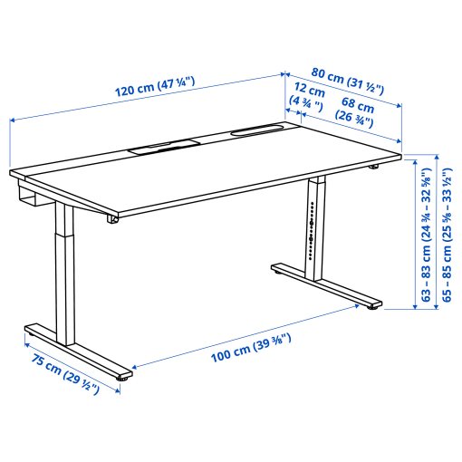 MITTZON, desk, 120x80 cm, 795.260.33