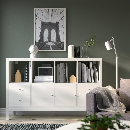 KALLAX, shelving unit with underframe with 2 doors/4 drawers, 147x94 cm, 795.529.13