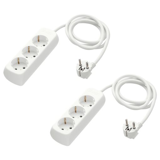 KOPPLA, 3-way socket earthed, 2 pack, 804.120.16
