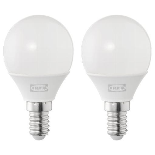 SOLHETTA, LED bulb E14 250 lumen/globe, 2 pack, 804.987.22