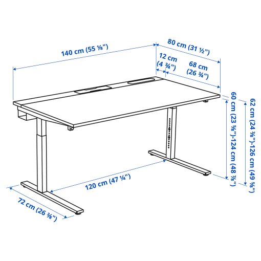 MITTZON, desk, 140x80 cm, 895.281.16