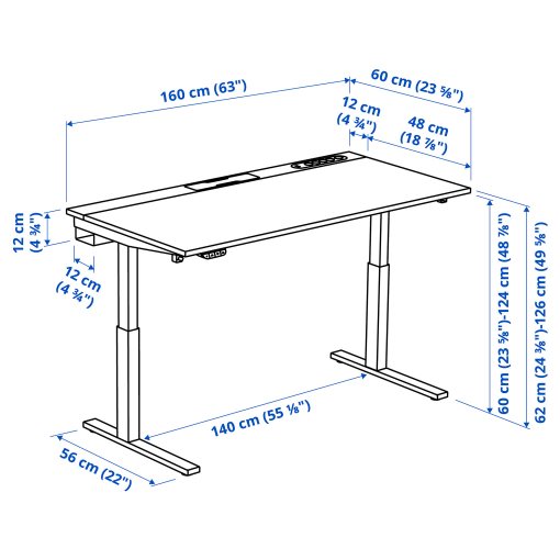 MITTZON, desk sit/stand/electric, 160x60 cm, 895.291.30