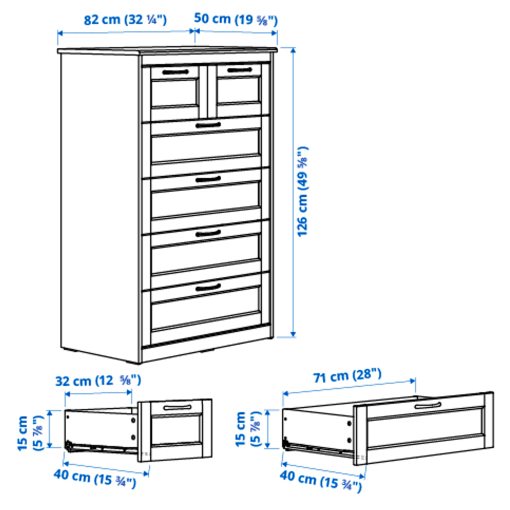 SONGESAND, chest of 6 drawers, 82x126 cm, 903.667.83