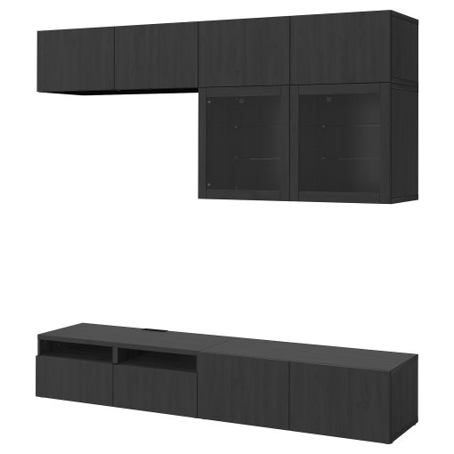 BESTÅ, TV storage combination/glass doors/drawers soft closing, 240x42x231 cm, 994.121.58