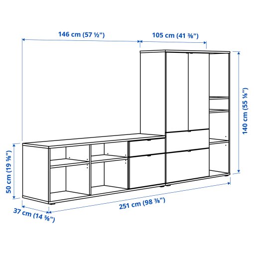 VIHALS, TV/storage combination, 251x37x140 cm, 994.406.13