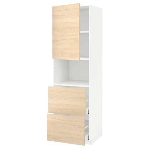 METOD, high cabinet for microwave with door/2 drawers, 60x60x200 cm, 994.628.22