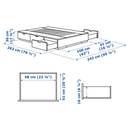 NORDLI, bed with storage, 160x200 cm, 003.498.49