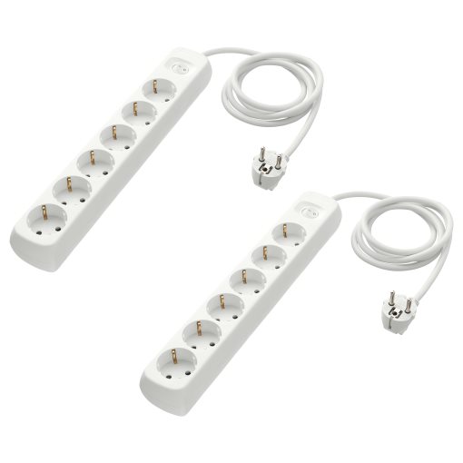KOPPLA, 6-way socket with switch, 2 pack, 004.120.15