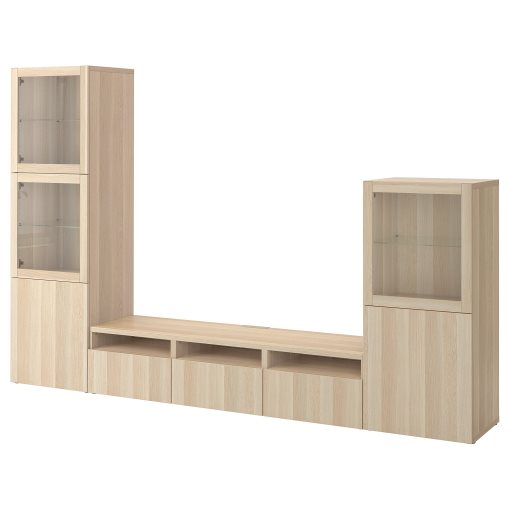 BESTÅ, TV storage combination/glass doors/drawers push open, 300x42x193 cm, 094.063.88