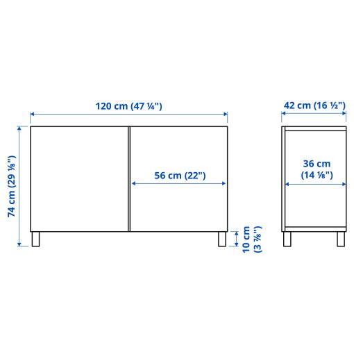 BESTÅ, σύνθεση αποθήκευσης με πόρτες, 120x42x74 cm, 094.214.40