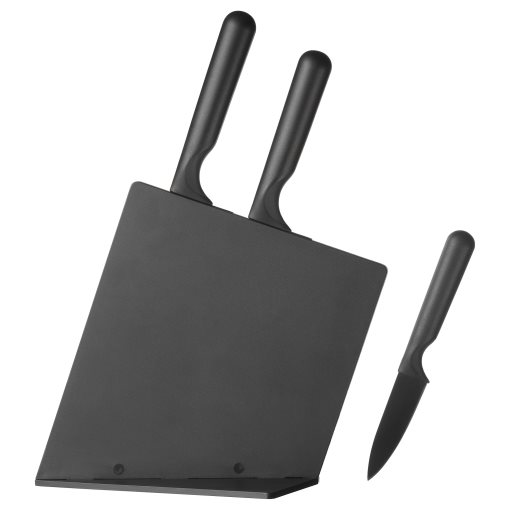 JÄMFÖRA, knife block with 3 knives, 103.468.31