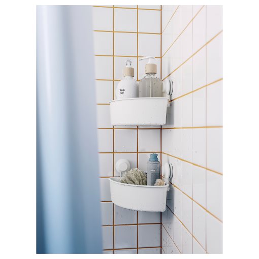 TISKEN, corner shelf unit with suction cup, 204.003.04