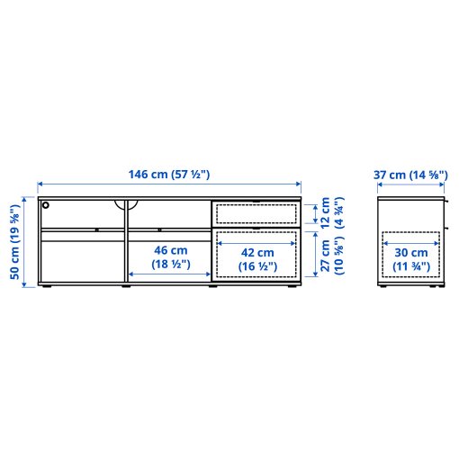 VIHALS, TV bench, 146x37x50 cm, 204.832.95