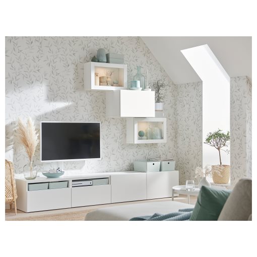 BESTÅ, TV storage combination/glass doors/drawers soft closing, 240x42x190 cm, 294.113.22