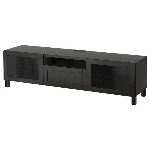 BESTÅ, TV bench with doors/drawer soft closing, 180x42x48 cm, 493.291.90