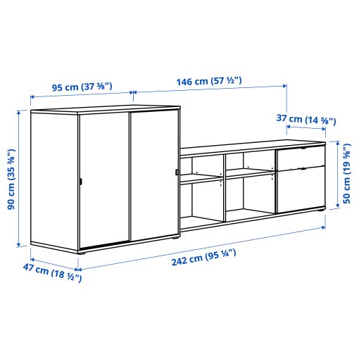 VIHALS, TV/storage combination, 242x37x90 cm, 494.406.01