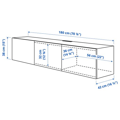 BESTÅ, TV bench with doors, 180x42x38 cm, 593.307.15