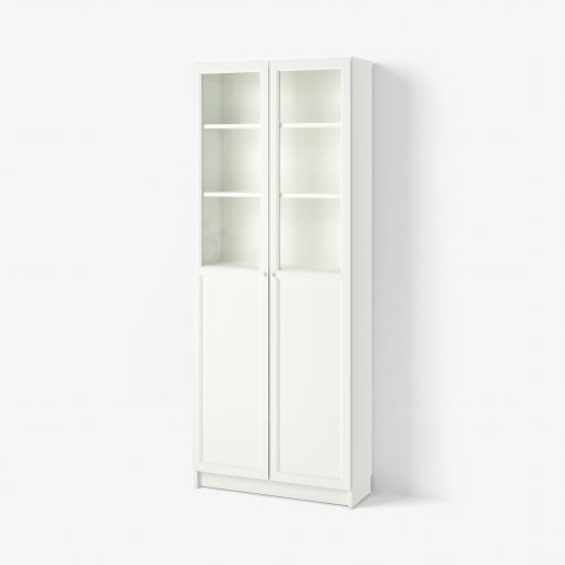 BILLY/OXBERG, bookcase with doors, 80x30x202 cm, 692.817.76
