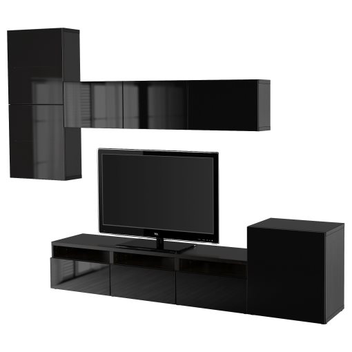 BESTÅ, TV storage combination/glass doors/drawers push open, 300x42x211 cm, 694.067.19