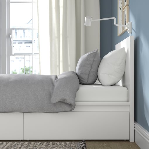 MALM, bed frame/high with 2 storage boxes, 90X200 cm, 790.129.91