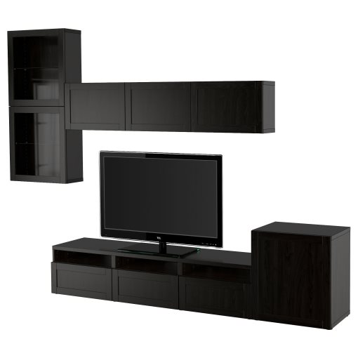 BESTÅ, TV storage combination/glass doors/drawers push open, 300x42x211 cm, 794.067.14