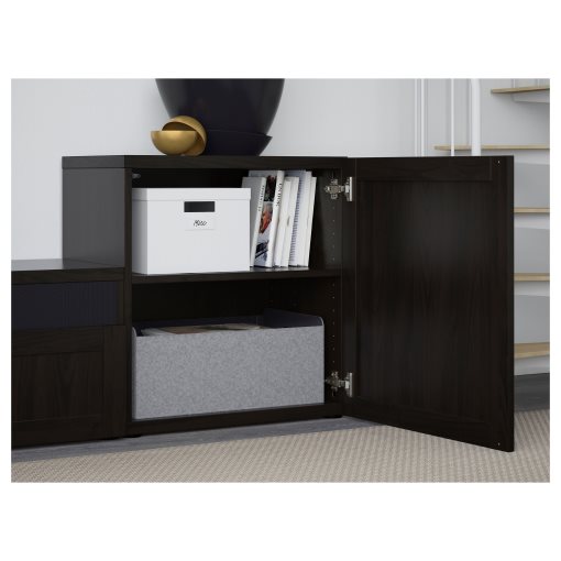 BESTÅ, TV storage combination/glass doors/drawers push open, 300x42x211 cm, 794.067.14