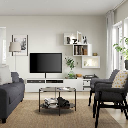 BESTÅ, TV storage combination/glass doors/drawers push open, 240x42x190 cm, 794.113.05