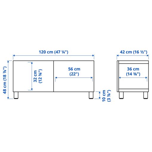 BESTÅ, TV bench with doors, 120x42x48 cm, 794.194.48