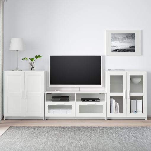 BRIMNES, TV storage combination/glass doors, 992.782.25