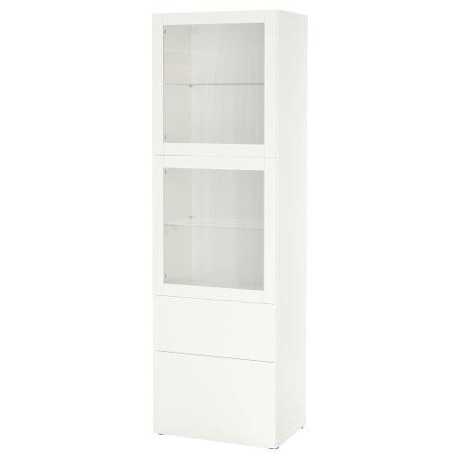 BESTÅ, storage combination with glass doors/drawers soft closing, 60x42x193 cm, 993.008.58