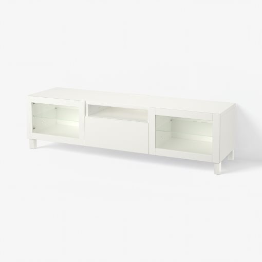 BESTÅ, έπιπλο TV με πόρτες/συρτάρι με μαλακό κλείσιμο, 180x42x48 cm, 993.291.97