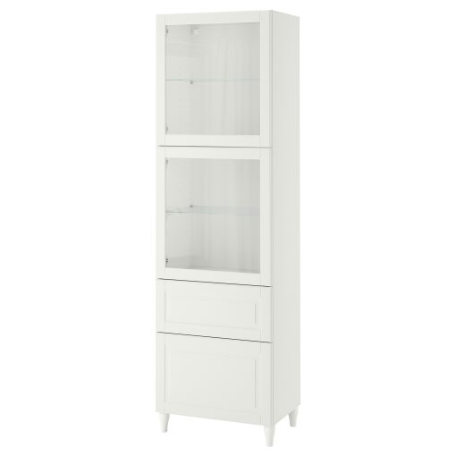 BESTÅ, storage combination with glass doors soft closing, 60x42x202 cm, 993.892.66