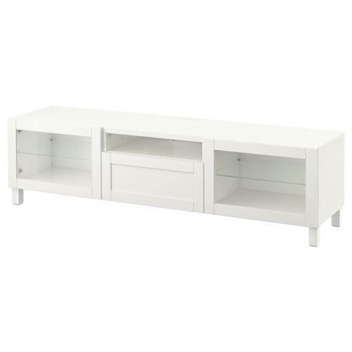 BESTÅ, TV bench with doors/drawer soft closing, 180x42x48 cm, 093.291.92