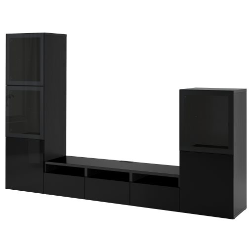 BESTÅ, TV storage combination/glass doors/drawers soft closing, 300x42x193 cm, 293.307.88