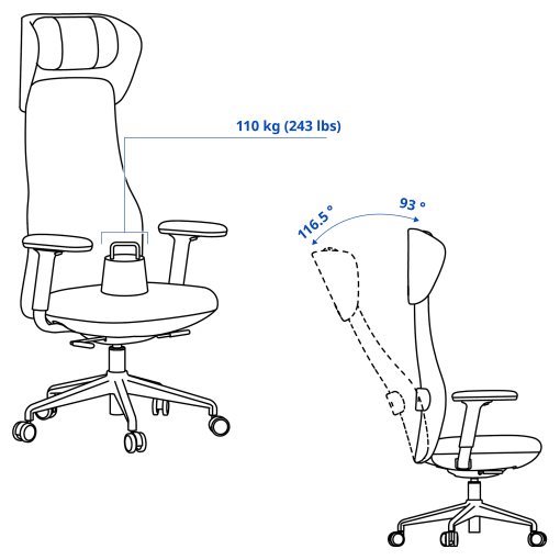 GRONFJALL, office chair with arms/headrest, 295.139.19