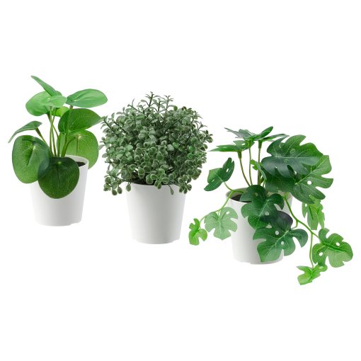 FEJKA, artificial potted plant with pot set of 3 in/outdoor, 6 cm, 404.684.54