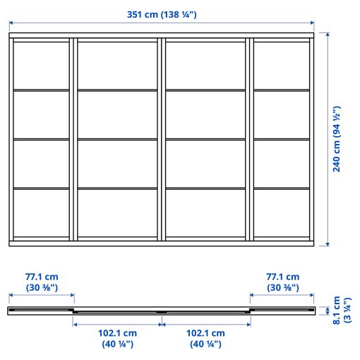 SKYTTA/FARVIK, sliding door combination, 351x240 cm, 694.779.19