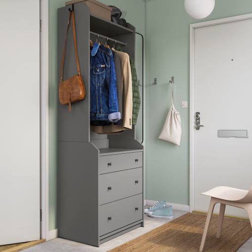 HAUGA, open wardrobe with 3 drawers, 70x199 cm, 804.249.67